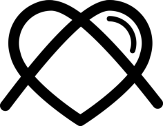 Heart Shaped Outline With Cross Lines Silhouette Svg Vector, Free Vectors File